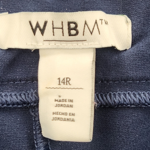 White House Black Market Blue Straight  Pull On Pants Women's Snap Pockets SZ 14 - Picture 2 of 9